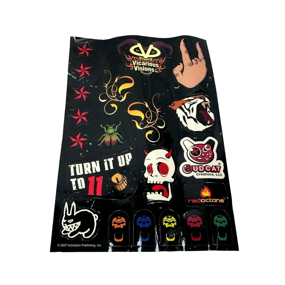 Guitar Hero Legends of Rock Sticker Decal Art Skulls Flames Band Logos